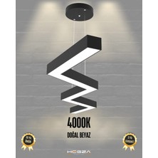 Hegza Lighting Zigzag ( Siyah Kasa, Gün Işığı ) Ledli Modern Avize