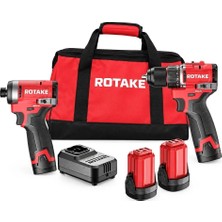 Rotake K202 Akülü Darbeli Matkap ve Darbeli Vidalama 2'li Set 16V 2.0AH