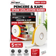 Ellante Pencere Kapı Izolasyon Bandı 5 Metre 15X5 mm Beyaz Hava Sızdırmazlık Bandı Bul-Max Epdm