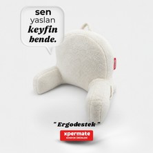 Xpermate Kolçaklı Tv Yastığı Okuma Yastığı Sırt Destek Yastığı Welsoft Fermuarlı Yastık Beyaz