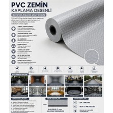Akyelone PVC Desenli Zemin Kaplama Muşambası 2mm 1x5 Metre Kaymaz Araç Konteyner Oto Taban Kaplaması Gri