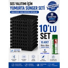 Akyelone Akustik Yumurta Sünger 25MM 60 Dns Yanmaz 50X50CM 10 Adet + 1 Sprey Yapıştırıcı