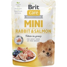 Brit Care mini Tavşan ve Somonlu Soslu Küçük Irk Yetişkin Köpek Yaş Maması 85GR