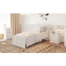 Rabi Mobilya Rumy-S1 Country Karyola Beyaz Yonga Levha 90 x 190 cm Tasarımıyla Şık ve Fonksiyonel