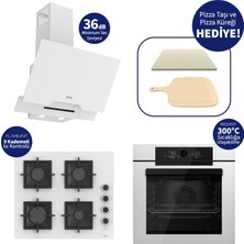 Ferre Pizzart & Fryart Beyaz Ankastre Set QEP65CB+SC206-FA+D064-SA - Döküm Izgara