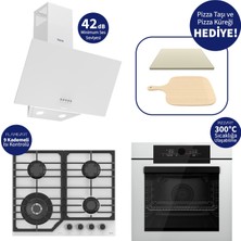 Ferre Pizzart & Fryart Beyaz Ankastre Set QEP65CB+NT026-WFA+D087-SA - Özel Woklu Tasarım