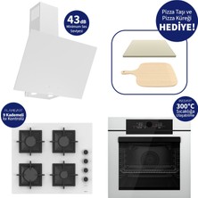 Ferre Pizzart & Fryart Beyaz Ankastre Set QEP65CB+SC206-FA+D078-SA - Döküm Izgara