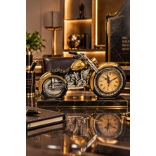 Mobee Vintage Motosiklet Figürlü Dekoratif Masa Saati Erkeğe Hediye Obje 27X17 cm 5-3