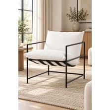 Asaella Mobilya Livo Modern Berjer Metal Iskeletli Tekli Koltuk, Iskandinav Dinlenme Koltuğu 65X75X70 cm