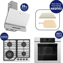 Ferre Pizzart & Fryart Beyaz Ankastre Set QEP65CB+NT026-WFA+D081-SA - Özel Woklu Tasarım