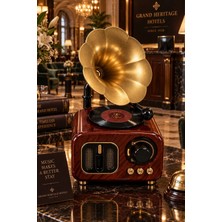 Mobee Retro Gramofon Radyo Tasarımlı Dekoratif Müzik Kutusu Masaüstü Obje 9,5X18 cm 6-7