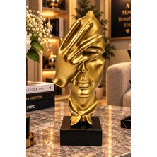Mobee Altın Saçlı Kadın Profili Figürü Modern Soyut Dekoratif Heykel 5X16 cm 038-G
