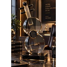 Chermik Gümüş Modern Soyut Gitar Figürü Dekoratif Masaüstü Obje Müzik Temalı 12X37 cm 3-3