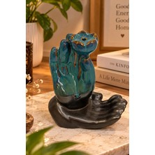 Chermik Turkuaz Seramik El ve Lotus Geri Akışlı Şelale Tütsülük Buhurdanlık 10X11,5 cm 9-4