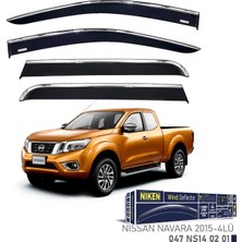 Nissan Navara D23 2014-2025 Kromlu Cam Rüzgarlığı Ön/arka 4 Parça - Füme - Polikarbon Mlz. - Niken