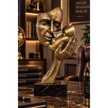 Chermik Gümüş El Içinde Yüz Maske Figürü Modern Soyut Dekoratif Heykel 14X29 cm 5-7