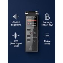 Invicta 32GB Dijital Ses Kayıt Cihazı Gürültü Engelleme Sese Duyarlı Avr Türkçe Menü 40 Saat Kayıt Ekranlı Kulaklıklı Ders Toplantı Röportaj