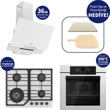 Ferre Pizzart & Fryart Beyaz Ankastre Set QEP65CB+NT026-WFA+D064-SA - Özel Woklu Tasarım