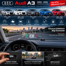 Bowie Audi A3 2002-2026 Modeller Için Head Up Display Hayalet Gösterge Ekranı Ön Cam Hız Göstergesi