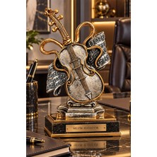 Chermik Gümüş Keman Figürlü Dekoratif Biblo Müzik Temalı Masaüstü Obje 16X25 cm 5-1