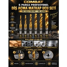 Combat 1/4 Bits Kendinden Matkap Uçlu Profesyonel Kılavuz Seti M3 M4 M5 M6 M8 M10 Titanyum Kaplama Ahşap ve Metal Uyumlu