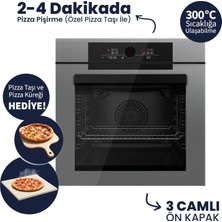 Ferre QEP65CPR Pizzart&fryart Gri Ankastre Fırın - Pizza Taşı & Küreği Hediye