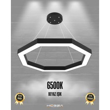 Hegza Lighting Octagon (Siyah Kasa, Beyaz Işık) Ledli Modern Avize
