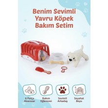 Farbu Oyuncak Benim Sevimli Yavru Köpek Bakım Seti 6 Parça Aksesuarlı ve Seyahat Boyu Taşıma Kutulu Oyuncak Köpek