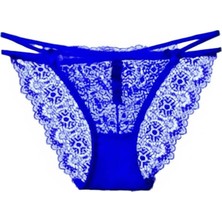 Kadın Mavi Çapraz Bant Detaylı Dantelli String Külot - TOKTAY4558-5907