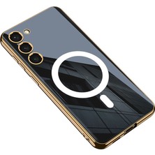 Galaxy S23 Plus Kılıf Wireless Şarj Özellikli Kenarları Elektroplating Kaplama Aynalı Cherena Kent Kılıf