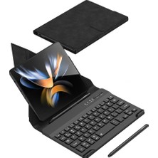 Zore Galaxy Z Fold 3 Kılıf Standlı Klavyeli Kalem Bölmeli Usgn Kıpta Klavyeli Kılıf