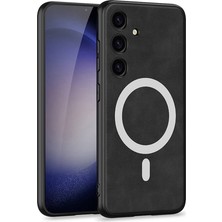 Galaxy S24 Kılıf M-Safe Şarj Özellikli Deri Tasarımlı Aden Kıpta Nubuk Kılıf