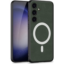 Galaxy S24 Kılıf M-Safe Şarj Özellikli Deri Tasarımlı Axaktif Kıpta Nubuk Kılıf
