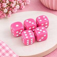Sera Oyun Aletleri Sera 16 mm Pembe Okey Zarı 6'lı Set – Renkli Plastik Oyun Zarı