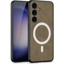 Systemcom Galaxy S24 Kılıf M-Safe Şarj Özellikli Deri Tasarımlı Sys Kıpta Nubuk Kılıf