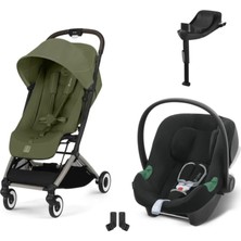 Cybex Orfeo Travel Sistem | Taupe Moss Green & Aton B2 Bazalı Volcano Black