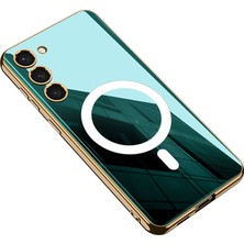 Galaxy S23 Kılıf Wireless Şarj Özellikli Kenarları Elektroplating Kaplama Aynalı Cherena Kent Kılıf