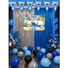 snowparty Stitch Lilo ve Stiç Perdeli Doğum Günü Parti Malzemeleri Süsleri Seti Mavi