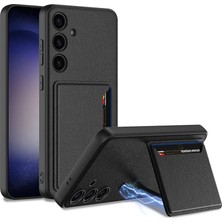 Galaxy S24 Suni Deri Arka Yüzey Xemu Kartlıklı Kıpta Silikon Kılıf