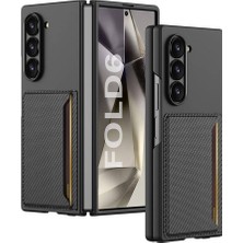 Galaxy Z Fold 6 Karbonfiber Arka Yüzey Cherena Kartlıklı Z-Kart Kıpta Sert Kılıf