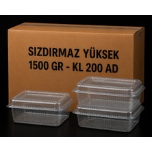 Antpap Ambalaj 1500 gr Yüksek Sızdırmaz Kap 200 Adet – Şeffaf Plastik Gıda Kabı
