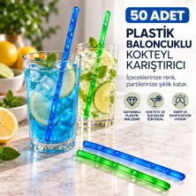 Antpap Ambalaj Plastik Baloncuklu Kokteyl Karıştırıcı 50 Adet – Renkli Içecek Karıştırma Çubuğu