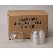 Antpap Ambalaj 95 mm Pet Delikli Bombe Kapak 1000 Adet – Şeffaf Bardak Kapağı