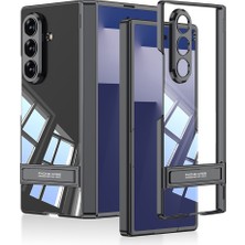 Galaxy Z Fold 7 Kılıf Kamera Korumalı Şeffaf Tasarımlı Aden LEGO Standlı Kılıf