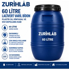 Zurihlab Zurıhlab 60 Litre Lacivert Varil Bidon - Plastik Su, Kimyasal ve Sıvı Depolama Kabı