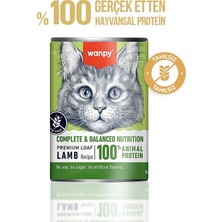 Wanpy Tahılsız Kedi %100 Gerçek Et 375 gr Kuzulu Konserve