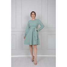 Giyimmasalı Crep Kumaş Bel Lastik Elbise - Mint YEŞILI-GYM-0872
