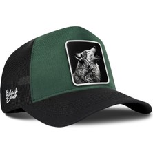 BlackBörk Kurt Logolu Cordura Siyah-Petrol Yeşili Trucker Şapka
