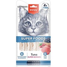 Wanpy Superfood Ton Balıklı Yaban Mersinli ve Kızılcıklı Krema Kedi Ödülü 5X14GR