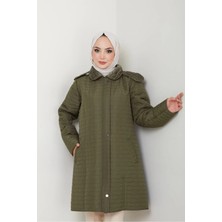 Nevayla Moda Içi Kürklü Kapüşonlu Mont / Haki - M0103